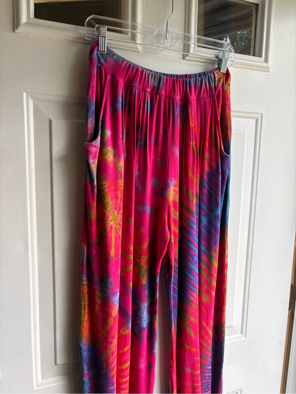 Boho Tie-Dye Pull On Harem Pants Stretch Elastic Waist Colorful Joggers OSFM